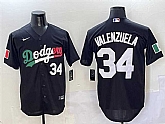 Men's Los Angeles Dodgers #34 Fernando Valenzuela Black Mexico Flag Cool Base Stitched Jersey,baseball caps,new era cap wholesale,wholesale hats